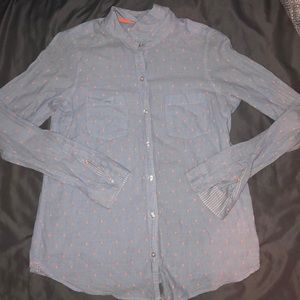 Thin Denim Dotted Button-Up Shirt